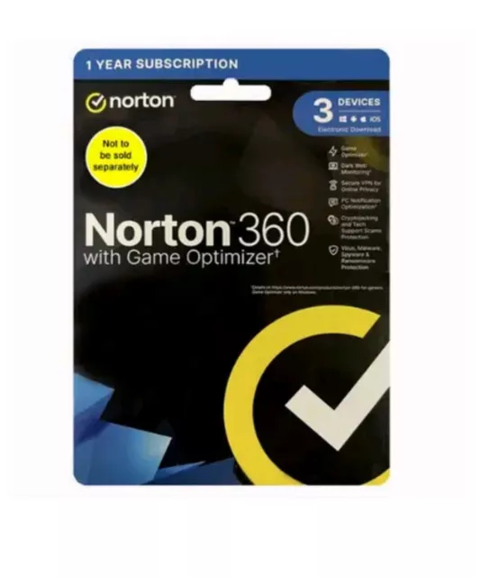 Norton 360 With Game Optimizer 1 Year 3 Devices *Free Postage*