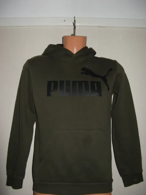 Worn Once Boys Dark Green Puma Hoodie Long Sleeve Hooded Jacket Jumper Age 13-14