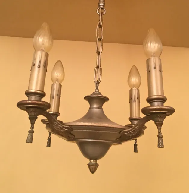 Vintage Lighting 1920 silvery pan chandelier