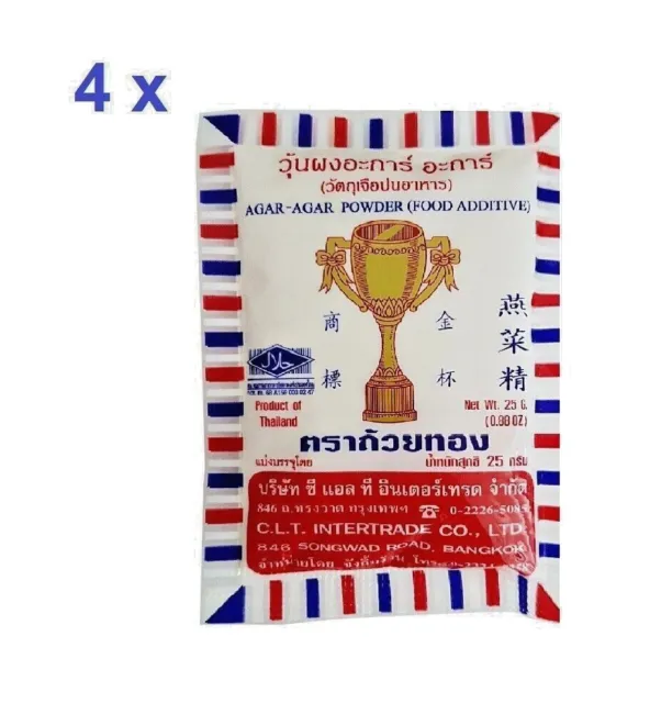 Thai Agar Agar Powder Gold Cup 25g Vegan Gelatine Replacement Long Expiry Date 3