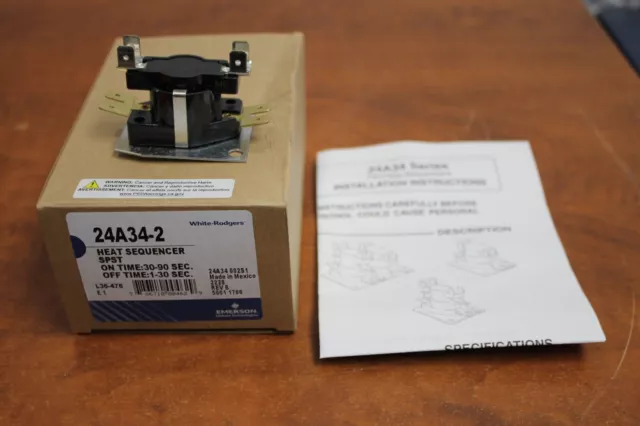24A34-2 White Rogers Fan & Heat Sequencer Emerson Electric