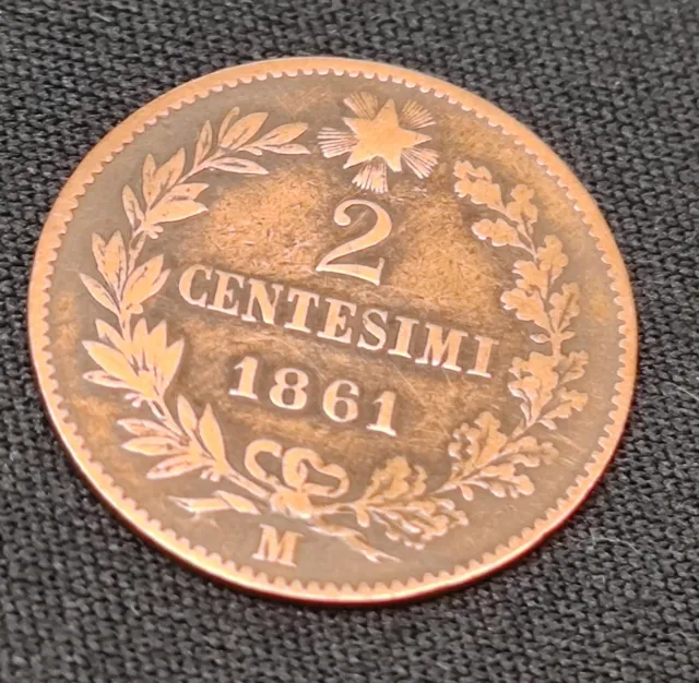 2 Centesimi 1861 M - Viktor Emanuel II Italien Milan In Schön Erhaltung #18 3