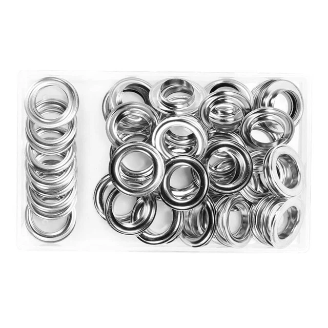 50 Grommets Eyelets Sets 20mm Grommet Eyelet Kit For Canvas Tarp Repair  Tent Silver