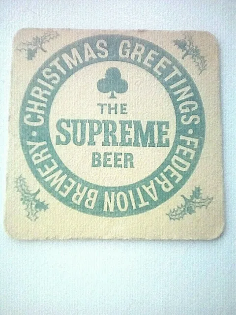 Vintage NORTHERN CLUBS FEDERATION / SUPREME BEER Cat No'83 Beer mat / Coaster