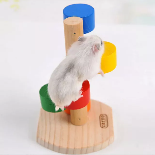 Pet Rat Hamsters Toys Natural Wooden Colorful Scaling Jumping Climbing Ladder 2