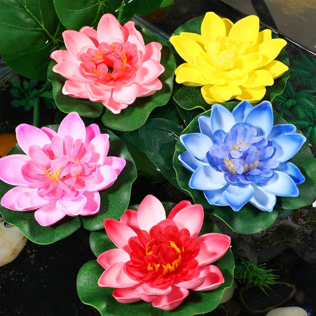Fleurs De Lotus Artificielles Flottantes - Blanc, Diamètre 10 Cm, Pour étang Ou Fontaine