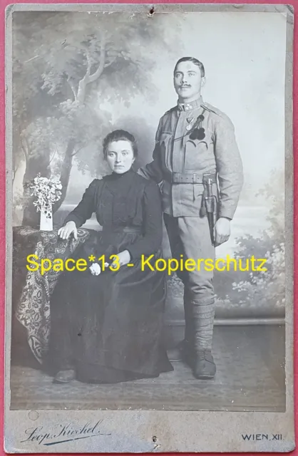 CDV Foto Kuk Soldat Portrait Bajonett & Orden in Wien wk1 Monarchie Offizier ww1