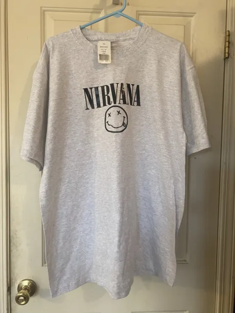 Pluma Nirvana T Shirt  Smiley Face Cotton Light Grey Large  Made in USA