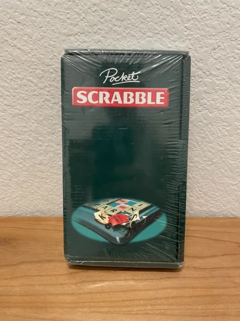 NEW Pocket Travel Scrabble Magnetic Tiles Hard Case (Mattel, 2001) Green SEALED