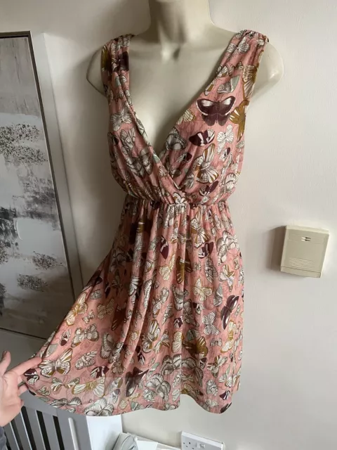 Beautiful H&M Size M 12 Butterfly Dress Tea