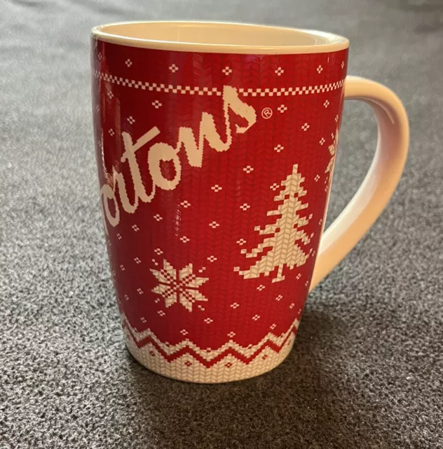 Tim Hortons 2015 Limited Edition No. 15 Red White Christmas Sweater Coffee Mug