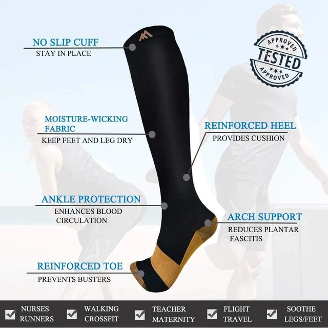 3 Pack Copper Compression Socks - Compression Socks Women & Men Circulation