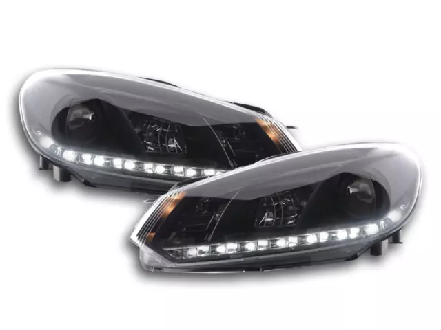 Scheinwerfer Set Daylight LED Tagfahrlicht VW Golf 6 Typ 1K Bj. 08- schwarz