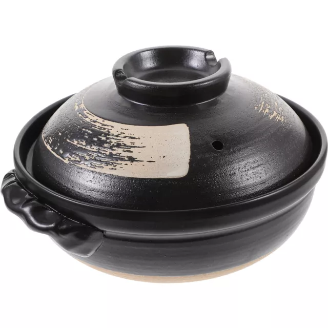 Stovetop Earthenware Pot Non-stick Ceramic Casserole Pot with Lid (900ml)-