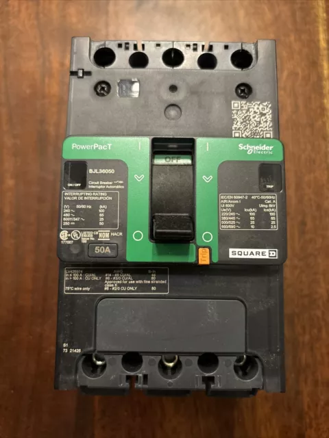 Square D BJL36050 3P 50a Circuit Breaker 480 V