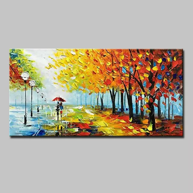 Hand-Painted Autumn Abstract Landscape Horizontal Modern Canvas Oil Paintings