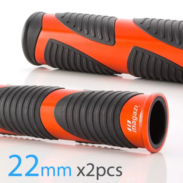 Wave handlebar grip black TPR +orange metal trim 7/8" x2PCS ATV scooter