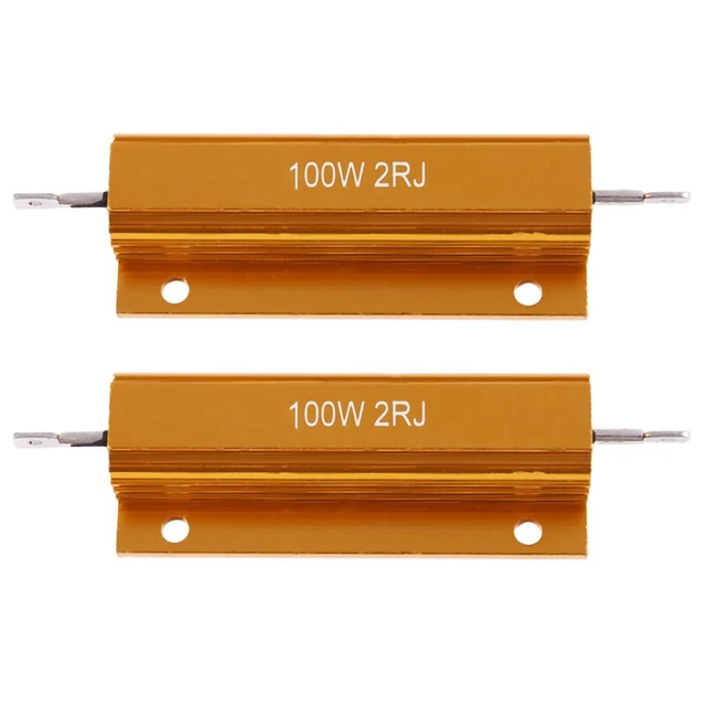 2x Gold Aluminum Plated Power Resistance 100W, 2 Ohm 2R M2L9