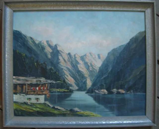 Pintura Al Óleo ° Firmado Roland Dientes Viena 1915 Alpes Cabaña Marco ° Bergsee