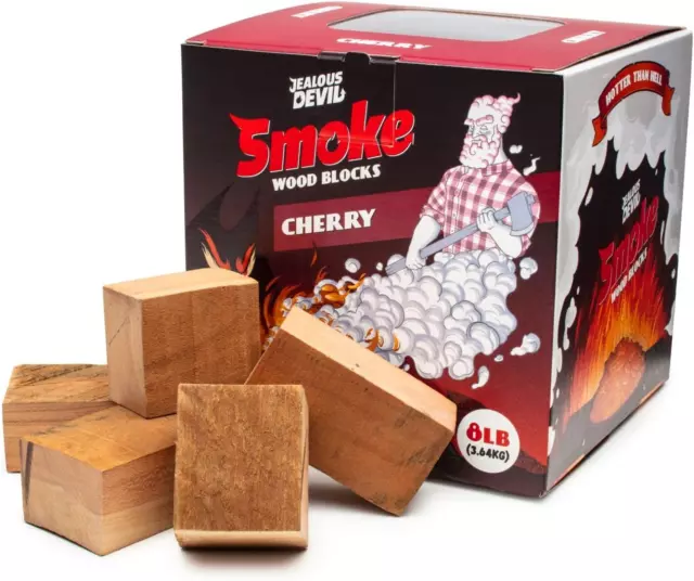 Smoke Cherry Wood Blocks - 100% Natural Hardwood Wood Chunks Smoking Meat - Kiln