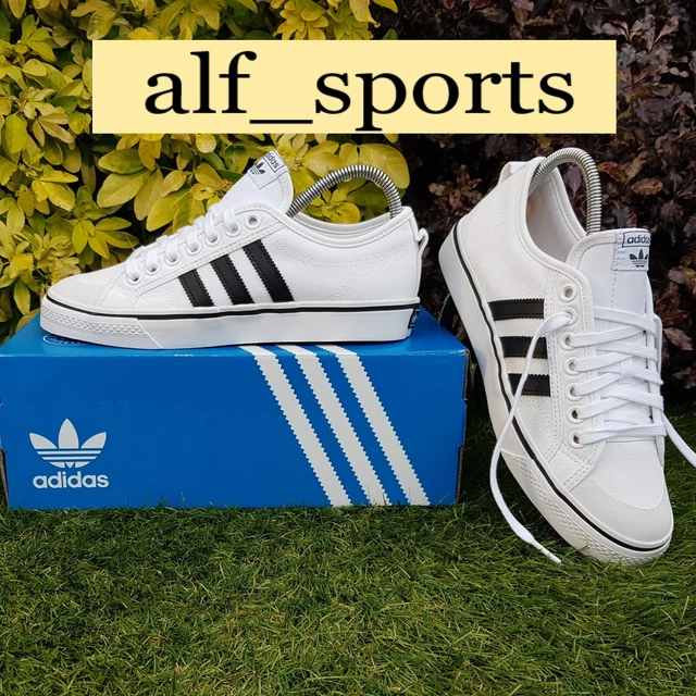 ❤ BNWB & Genuine adidas originals ® Nizza Low White & Black Trainers UK Size 8