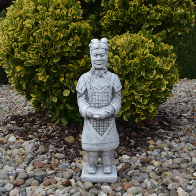 Solid Stone Figure Chinese Terracotta Warrior Medium Motif I Stone Cast