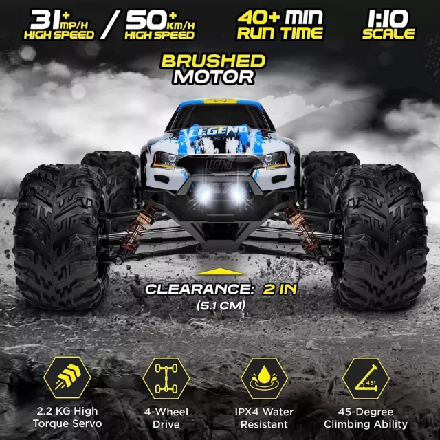 Laegendary Legend 4x4 Off-Road Remote Control Car, Up to 31 mph, Blue / Yellow 2