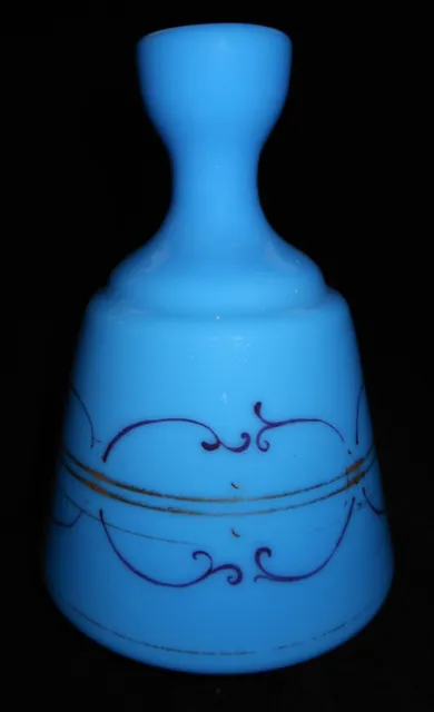 Vtg Antique Blue Opaline Glass Victorian Dresser Perfume Bottle Hand Detail Gold