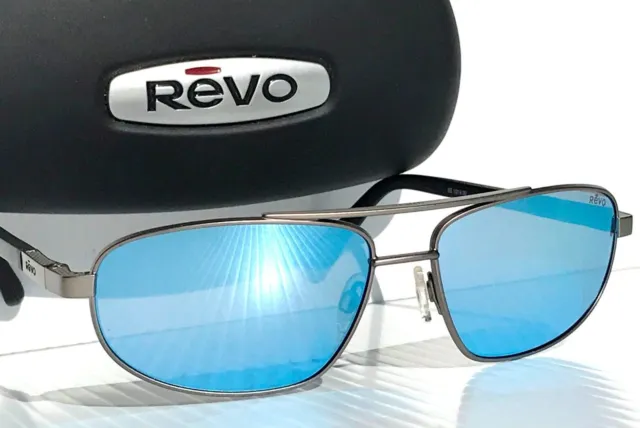 NEW REVO NASH Gunmetal Silver POLARIZED Blue Water Lens Sunglass 1013 00 BL