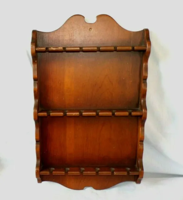 VTG Wood Wooden Collectors Hanging Wall Shelf Souvenir Spoon Rack Display Case