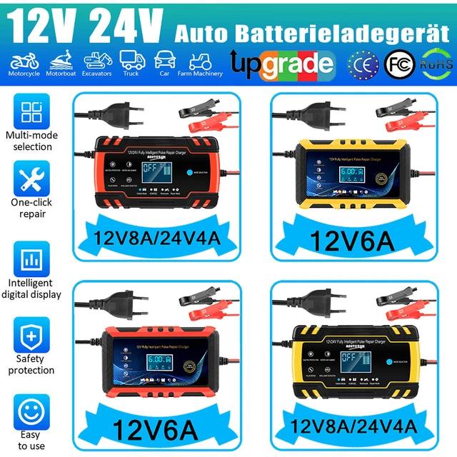 Automatisches 7-STÄGIGES Intelligentes Impuls-Reparatur-Batterieladegerät 12 V 10 A 24 V 5 A Lifepo4 GEL AGM Nasses EFB Bleisäure-Batterieladegerät