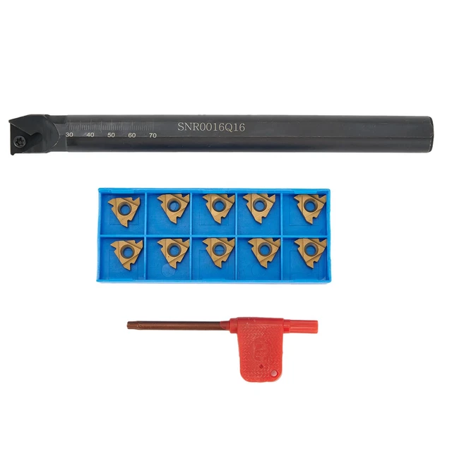 SNR0016Q16 CNC Lathe Internal Threading Turning Tool Set with 10 Insert Blades