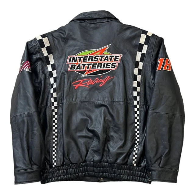 VINTAGE INTERSTATE BATTERIES Racing Nascar Leather Jacket Mens XL 74.