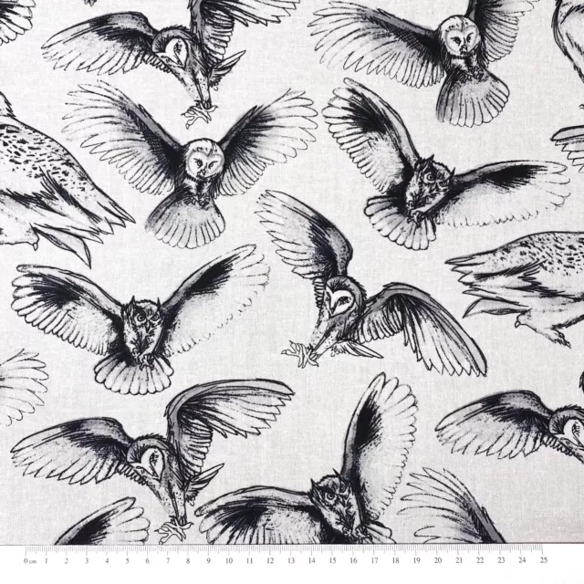 Sketched Owls Woodland Owls Animal Sewing Quilting Cotton Fabric FQ 2