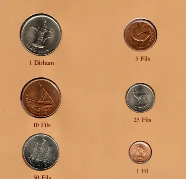 Coin Sets of All Nations UAE United Arab 1973-1989 UNC 5 Fils 1987 (rare) 3