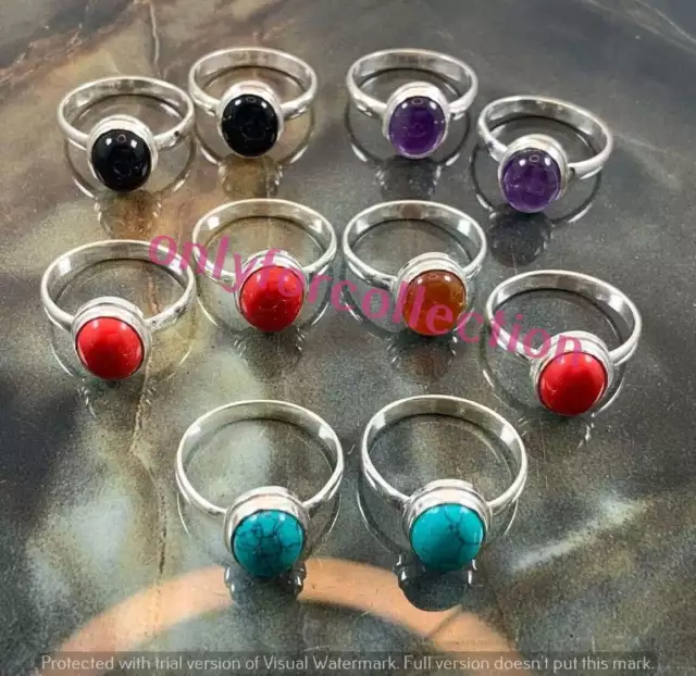 Black Onyx & Mix Gemstone 925 Sterling Silver Plated 25Pcs Rings Lot