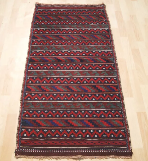 Tappeto Kilim Curdo Fatto A Mano Lana Rettangolare Lana Multicolore 30+...