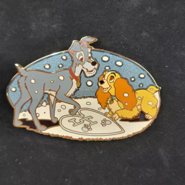 Disney Lady and the Tramp Pin Heart in Snow Limited Edition 250 Rare 2007