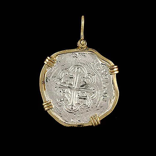 Atocha Sunken Treasure Jewelry - Large Pieces of 8 Silver Coin with Date Pendant