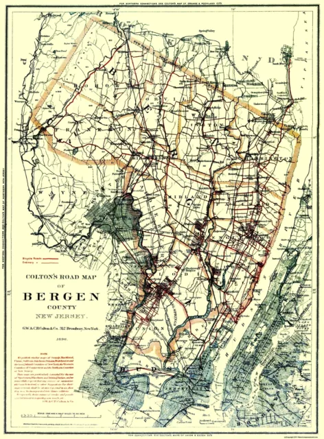 Bergen County New Jersey - Colton 1896 - 23 x 31.19