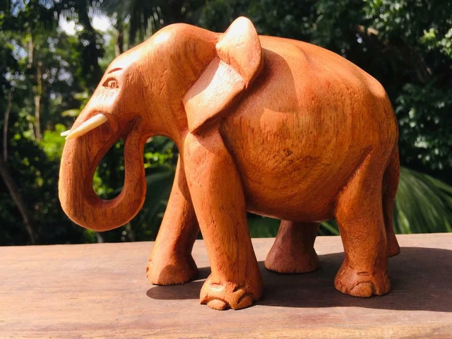 Beautiful Wooden Elephant Sculpture Hand Carved wooden figurine lucky statue