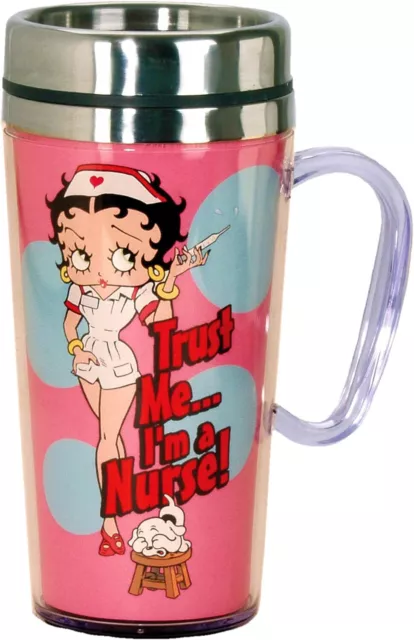 Spoontiques - Insulated Travel Mug - Betty Boop Nurse Coffee Cup - Coffee Lovers