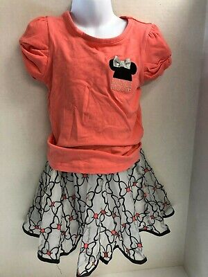 New with Tags Disney Junior Minnie 2 Piece Skort Short Skirt  Set for Girls