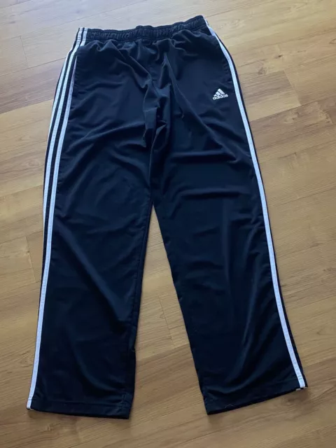 Adidas Men’s Joggers/Soccer Track Pants Sz LARGE L Black White Stripes, 2248