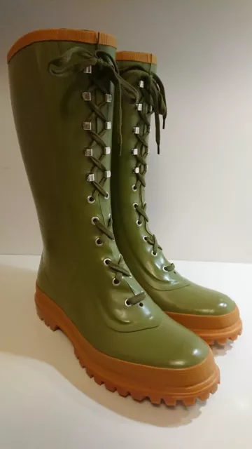 STIVALI GOMMA SUPERGA Combat Lacci Verde Taglia 44 Suola Alpina