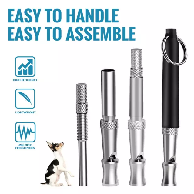 Dog Whistle Stop Barking Pet Training Ultrasonic Adjustable High Pitch + Lanyard 2