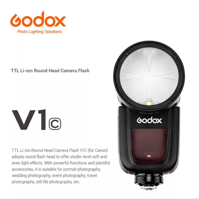 US Godox V1-C 2.4G TTL HSS Camera Flash Speedlite Round Head Light For Canon