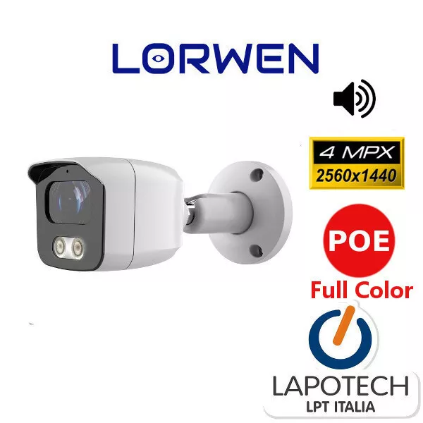 Lorwen IP CAMERA BA13FCGS4NPA POE FULL COLOR AUDIO 4MPX BULLET 4 MPX SMART