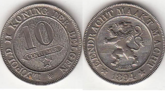 Monnaie Belgique Léopold II 10 Centimes 1894  SUP