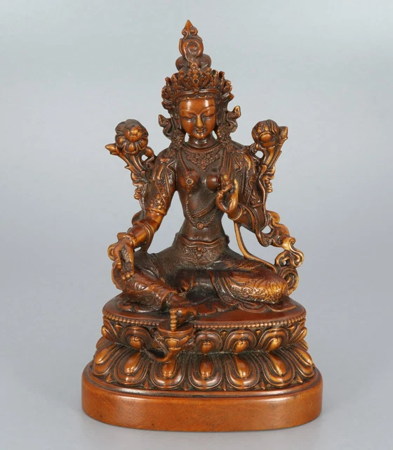 Chinese Exquisite Hand-carved Tibetan Buddha Carving Boxwood statue